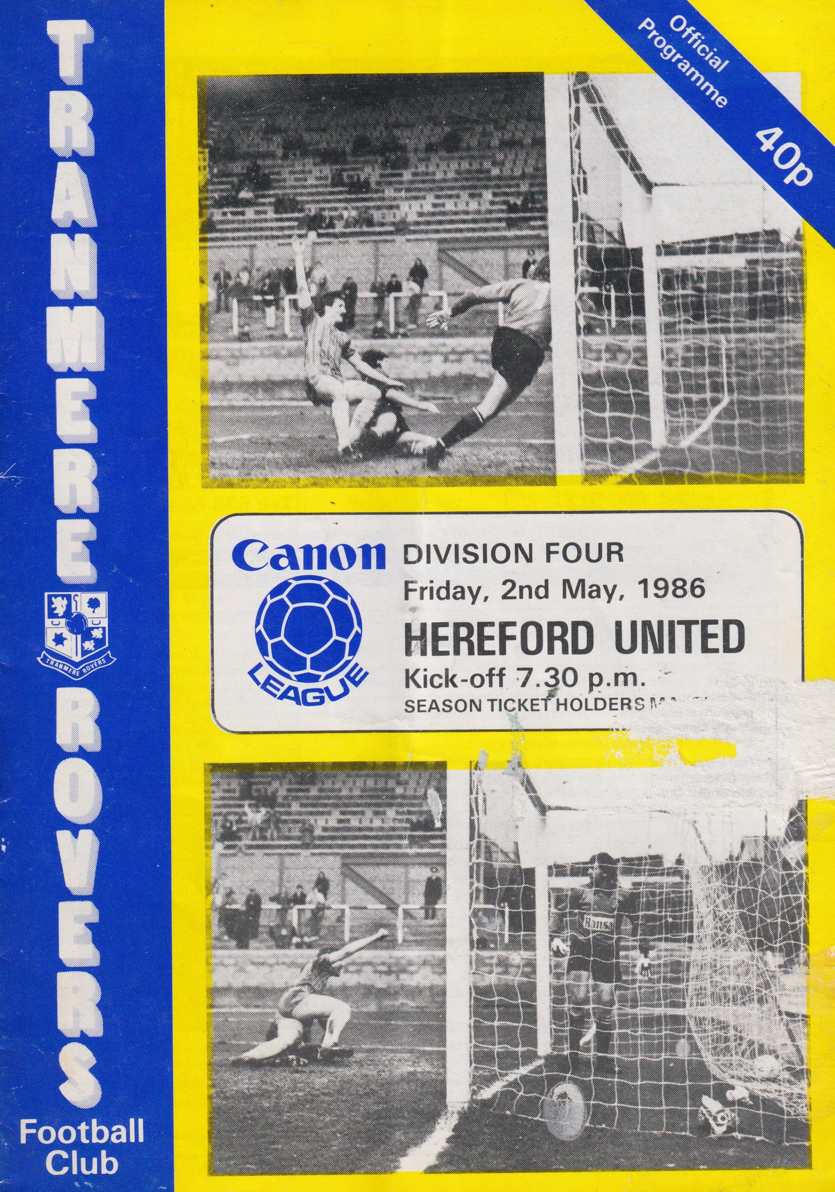 Tranmere Rovers v Hereford United match programme